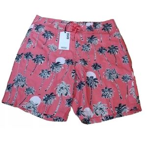 Wes Stockholm Zander Aop Boardshorts Men Small Pink Palm Trees Pool Beach New